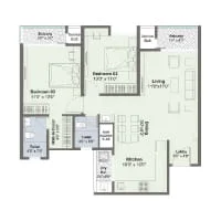 Sentosa Harico Divine Homes Kiwale 2 BHK Floor Plan Image
